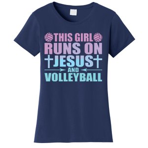 This Runs On Jesus And Volleyball Novelty Women's T-Shirt