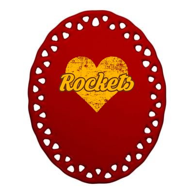 Titusville Rockets Over Heart Ceramic Oval Ornament