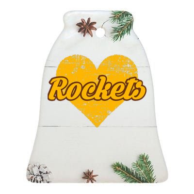 Titusville Rockets Over Heart Ceramic Bell Ornament