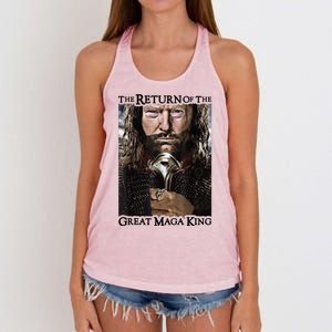 The Return Of The Great Maga King Donald Trump Women's Knotted Racerback Tank