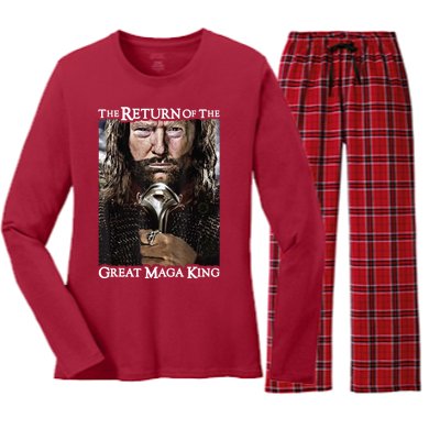 The Return Of The Great Maga King Donald Trump Women's Long Sleeve Flannel Pajama Set 