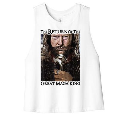 The Return Of The Great Maga King Donald Trump Women's Racerback Cropped Tank