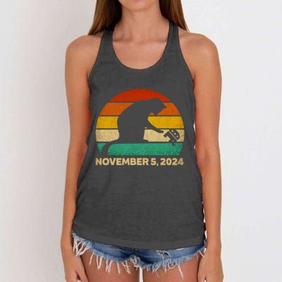 The Revenge Of The Cat November 5 2024 Ladies Cats Kamala Women's Knotted Racerback Tank