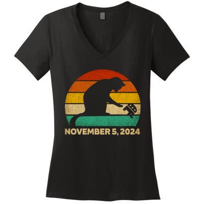 The Revenge Of The Cat November 5 2024 Ladies Cats Kamala Women's V-Neck T-Shirt