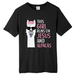 This Runs On Jesus And Alpacas LLama Apparel Tall Fusion ChromaSoft Performance T-Shirt