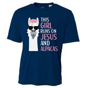 This Runs On Jesus And Alpacas LLama Apparel Cooling Performance Crew T-Shirt