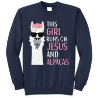 This Runs On Jesus And Alpacas LLama Apparel Sweatshirt