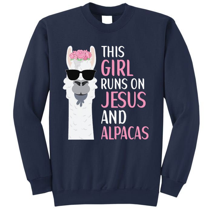 This Runs On Jesus And Alpacas LLama Apparel Sweatshirt