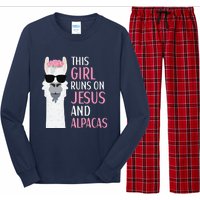 This Runs On Jesus And Alpacas LLama Apparel Long Sleeve Pajama Set