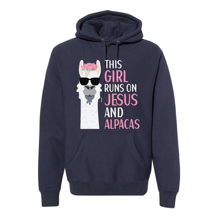 This Runs On Jesus And Alpacas LLama Apparel Premium Hoodie