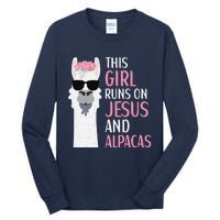 This Runs On Jesus And Alpacas LLama Apparel Tall Long Sleeve T-Shirt