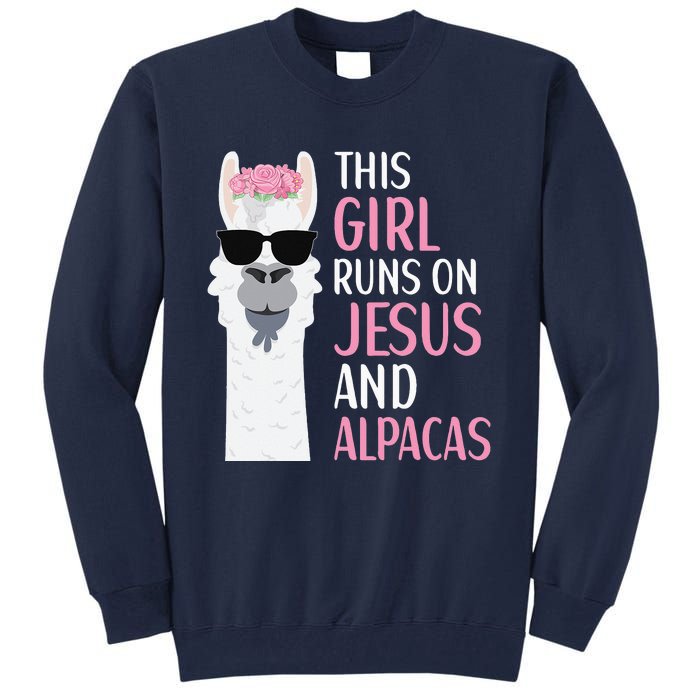 This Runs On Jesus And Alpacas LLama Apparel Tall Sweatshirt