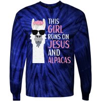 This Runs On Jesus And Alpacas LLama Apparel Tie-Dye Long Sleeve Shirt