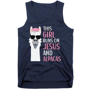 This Runs On Jesus And Alpacas LLama Apparel Tank Top