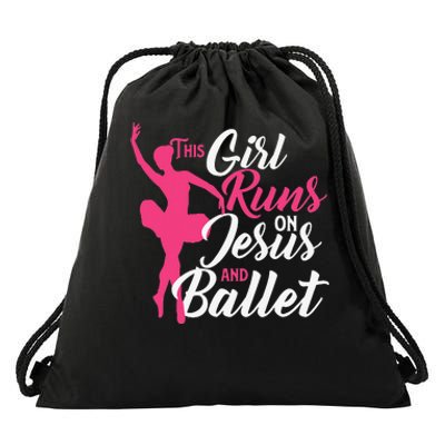 This Runs On Jesus And Ballet Barre Ballerina Chassé Drawstring Bag