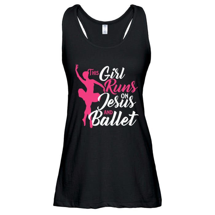 This Runs On Jesus And Ballet Barre Ballerina Chassé Ladies Essential Flowy Tank