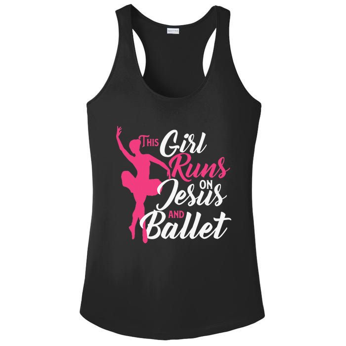 This Runs On Jesus And Ballet Barre Ballerina Chassé Ladies PosiCharge Competitor Racerback Tank