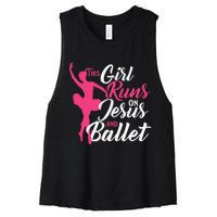 This Runs On Jesus And Ballet Barre Ballerina Chassé Women's Racerback Cropped Tank