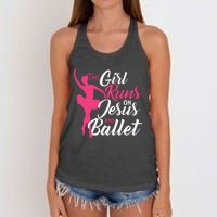 This Runs On Jesus And Ballet Barre Ballerina Chassé Women's Knotted Racerback Tank