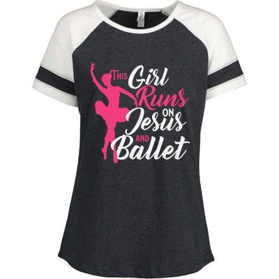 This Runs On Jesus And Ballet Barre Ballerina Chassé Enza Ladies Jersey Colorblock Tee