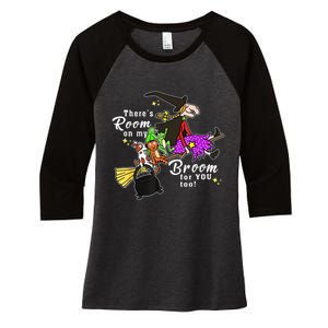 ThereS Room On My Broom For You Too Teacher Halloween Women's Tri-Blend 3/4-Sleeve Raglan Shirt