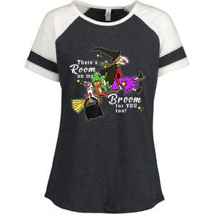 ThereS Room On My Broom For You Too Teacher Halloween Enza Ladies Jersey Colorblock Tee