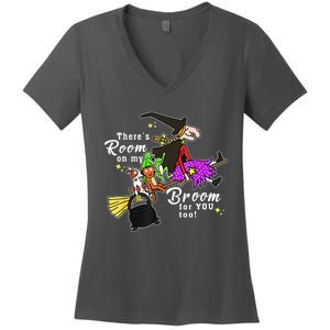 ThereS Room On My Broom For You Too Teacher Halloween Women's V-Neck T-Shirt