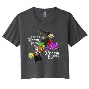 ThereS Room On My Broom For You Too Teacher Halloween Women's Crop Top Tee