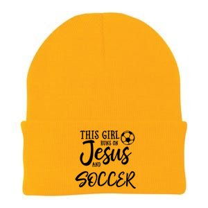 This Runs On Jesus And Soccer Gift Christian Gift Knit Cap Winter Beanie