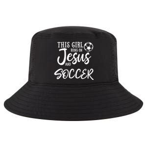 This Runs On Jesus And Soccer Gift Christian Gift Cool Comfort Performance Bucket Hat