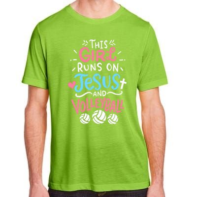 This Runs On Jesus And Volleyball Cute Gift Adult ChromaSoft Performance T-Shirt