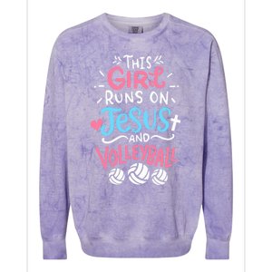 This Runs On Jesus And Volleyball Cute Gift Colorblast Crewneck Sweatshirt