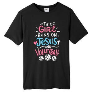 This Runs On Jesus And Volleyball Cute Gift Tall Fusion ChromaSoft Performance T-Shirt