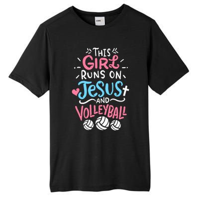 This Runs On Jesus And Volleyball Cute Gift Tall Fusion ChromaSoft Performance T-Shirt