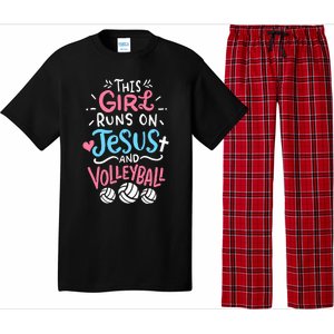 This Runs On Jesus And Volleyball Cute Gift Pajama Set