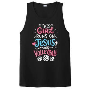 This Runs On Jesus And Volleyball Cute Gift PosiCharge Competitor Tank