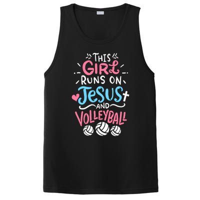 This Runs On Jesus And Volleyball Cute Gift PosiCharge Competitor Tank