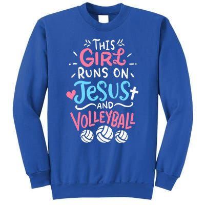 This Runs On Jesus And Volleyball Cute Gift Sweatshirt