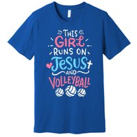 This Runs On Jesus And Volleyball Cute Gift Premium T-Shirt