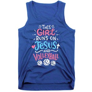 This Runs On Jesus And Volleyball Cute Gift Tank Top