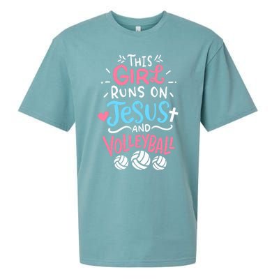 This Runs On Jesus And Volleyball Cute Gift Sueded Cloud Jersey T-Shirt