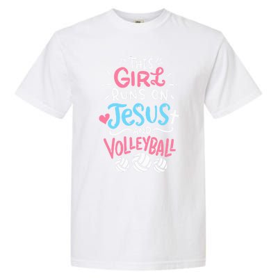 This Runs On Jesus And Volleyball Cute Gift Garment-Dyed Heavyweight T-Shirt