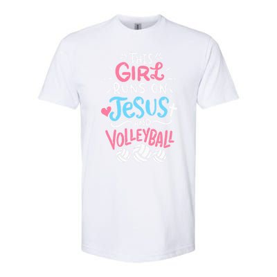 This Runs On Jesus And Volleyball Cute Gift Softstyle CVC T-Shirt