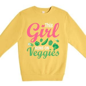 This Runs On Veggies Funny Veganism Vegan Funny Gift Premium Crewneck Sweatshirt