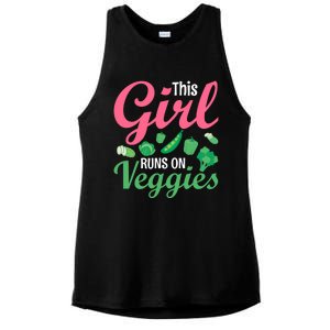 This Runs On Veggies Funny Veganism Vegan Funny Gift Ladies PosiCharge Tri-Blend Wicking Tank