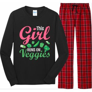 This Runs On Veggies Funny Veganism Vegan Funny Gift Long Sleeve Pajama Set