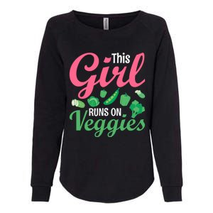 This Runs On Veggies Funny Veganism Vegan Funny Gift Womens California Wash Sweatshirt