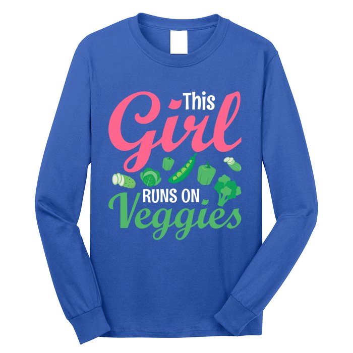 This Runs On Veggies Funny Veganism Vegan Funny Gift Long Sleeve Shirt