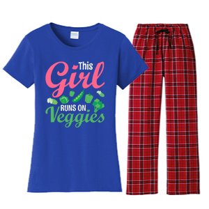 This Runs On Veggies Funny Veganism Vegan Funny Gift Women's Flannel Pajama Set