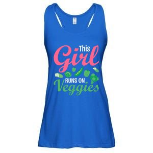 This Runs On Veggies Funny Veganism Vegan Funny Gift Ladies Essential Flowy Tank